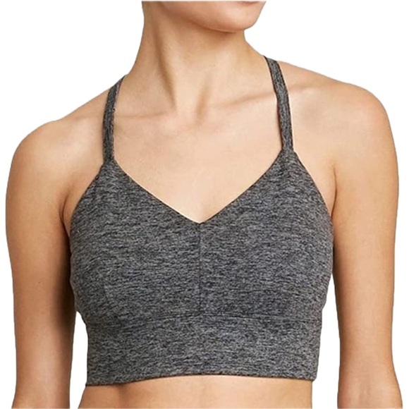 {JoyLab} Heather Gray Jersey Strappy Cutout Back Longline Sports Bra Small - Picture 1 of 4
